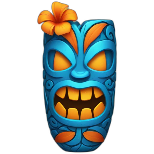Tiki with colors blue and orange-tornado-fun-love-girl emoji