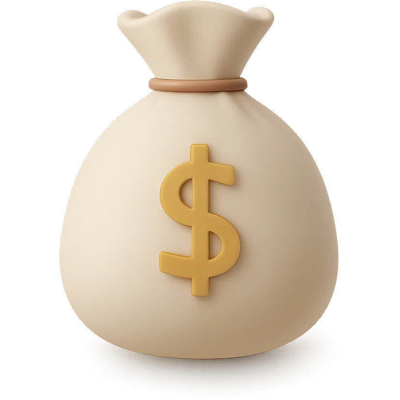 3d, skeuomorphic, minimalist, money bag emoji