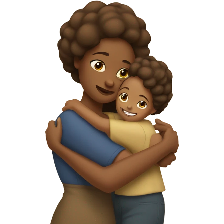 brown mama hugging tan daughter emoji