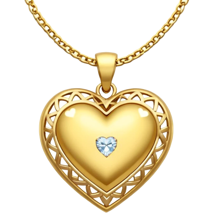 gold pendant with a diamond heart emoji