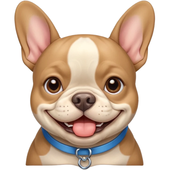 blue tan french bulldog smiling emoji