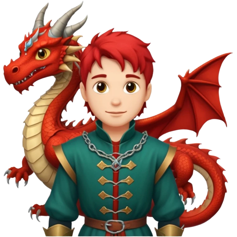 a dragon tamer in medieval time with a dragon next to him emoji