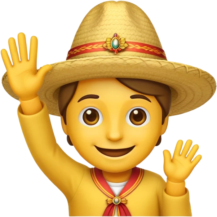 emoji waving goodbye wearing a traditional Spanish hat emoji