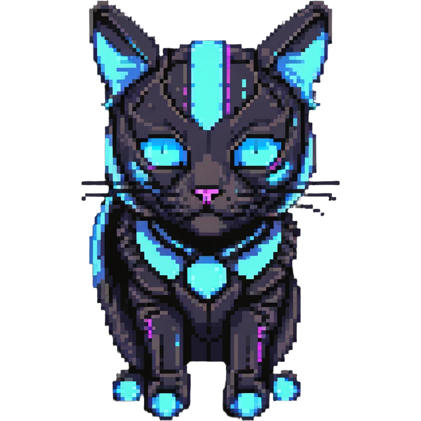 futuristic cybercat with glowing neon accents emoji