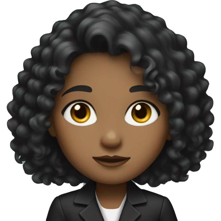 girl with dark curls, gray eyes in a business black jacket emoji