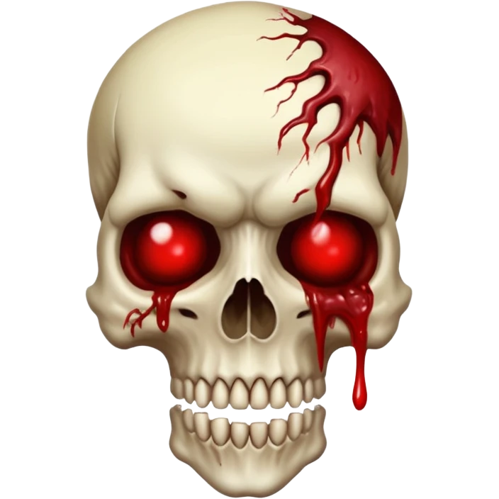 A Hideous mutated monster covered in rotten flesh and blood, in the style of your bleeding skull art, full body emoji