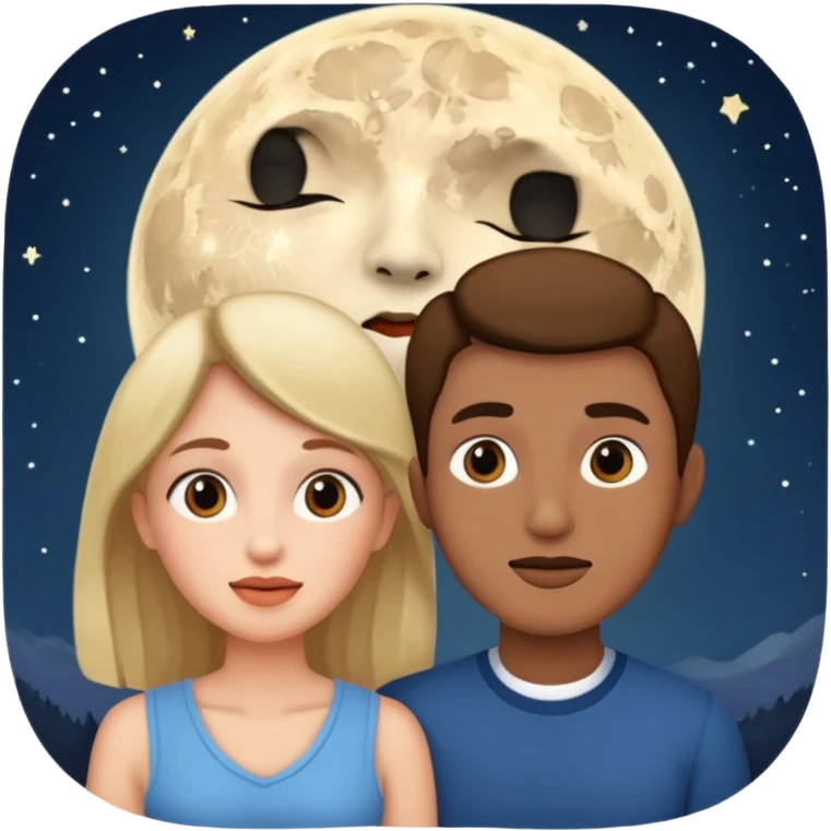 couple talking with moon in the background emoji