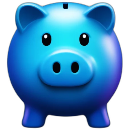 blue piggy bank with dark gradient emoji