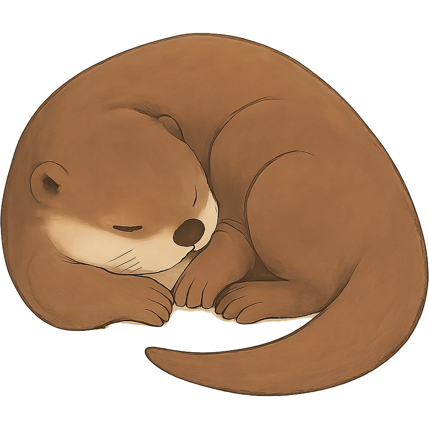 soft ghibli style sleeping otter curled up with gentle colors emoji