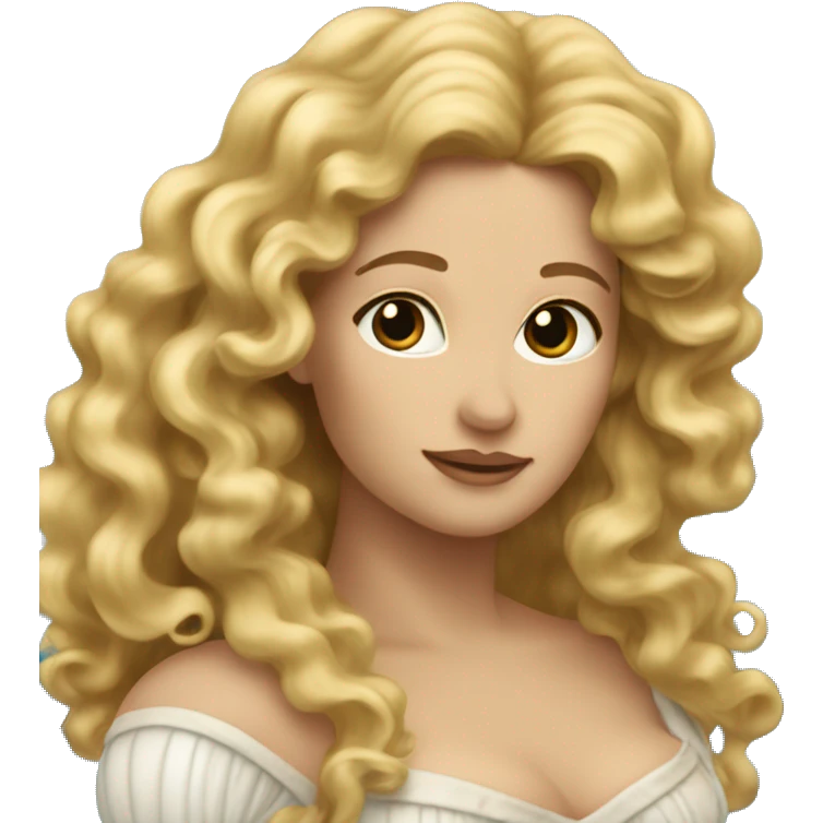 the birth of venus: blonde woman with long curly hair emoji