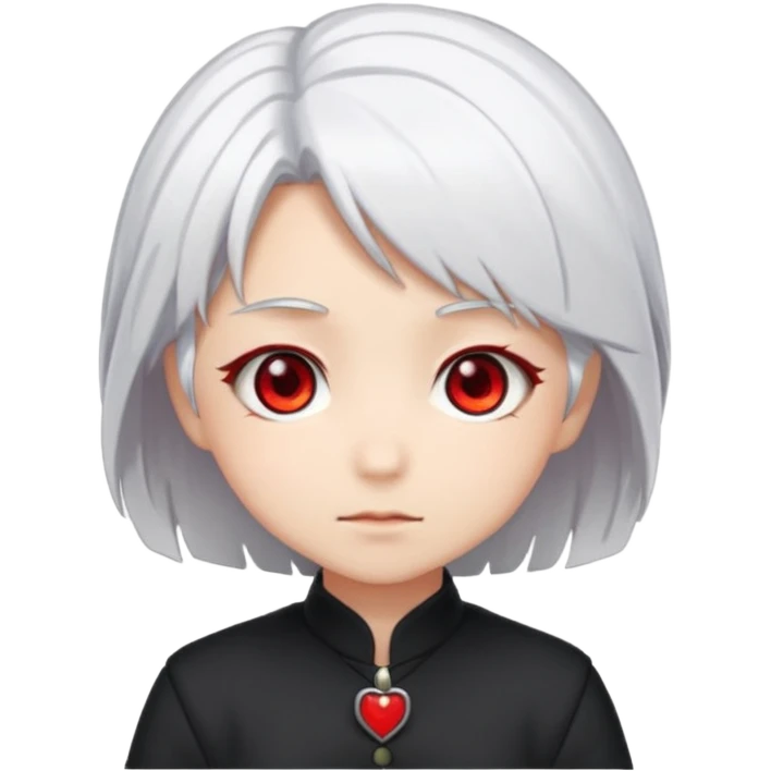 Anime, chibi, white hair, girl, red eyes emoji