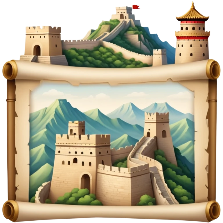 icon featuring an ancient scroll, quill pen with famous historical landmarks and monuments like the Great Wall and the Colliseum in the background. Historical figures are depicted as statues, symbolizing the study of history. Transparent background highlights the legacy of past civilizations. emoji