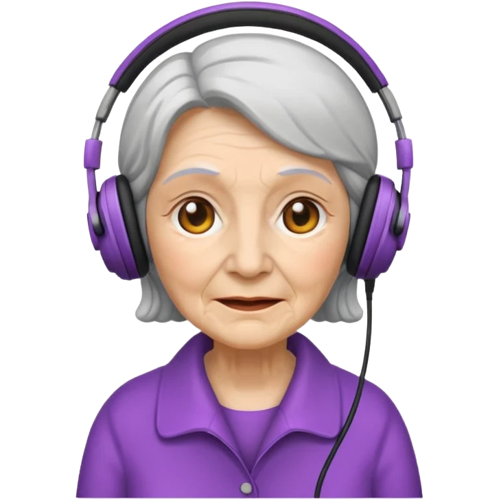 old women with headphones emoji