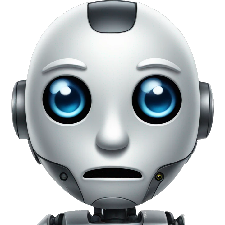 Robot with sad face emoji