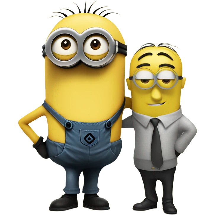 men hugging a minion emoji