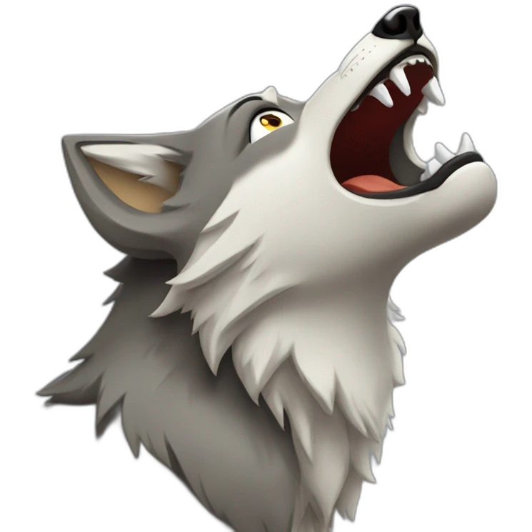 cartoon wolf howling with eyes out of the head emoji
