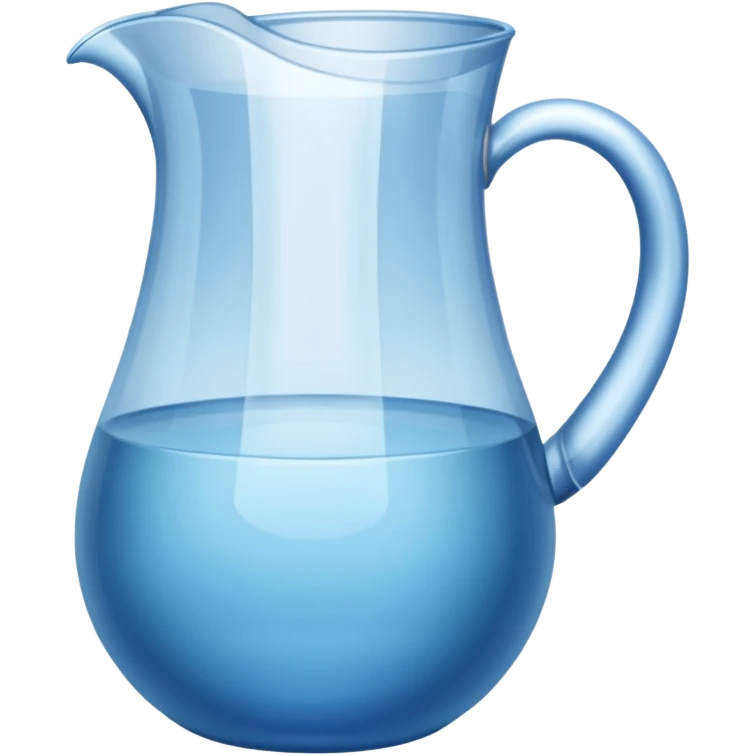 A water pitcher, transparent, slightly blue water, no lid, no droplets, tall, without a handle and without spout.
 emoji