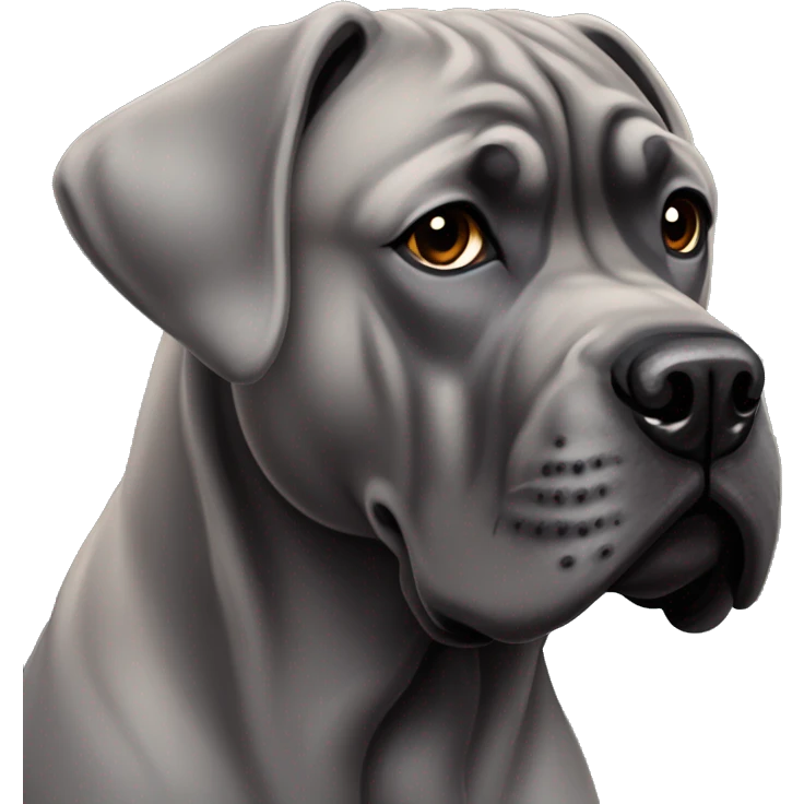 gray cane corso dog with floppy ears emoji