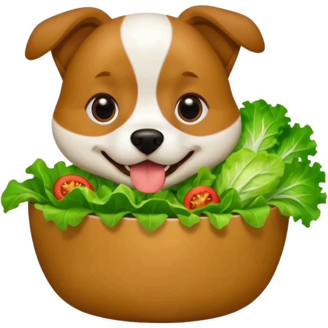 Dog eating a salad emoji
