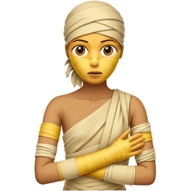 mummy wrapped in yellowed bandages, one arm stretched forward.
 emoji