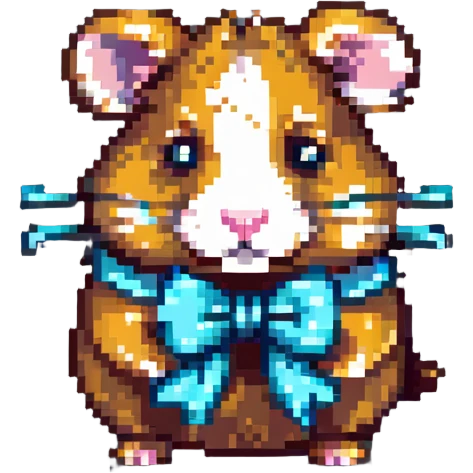 sad hamster with a bow emoji