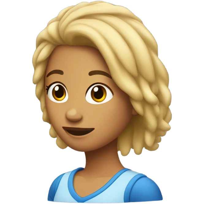 ￼ chica con el cabello despeinado azul emoji