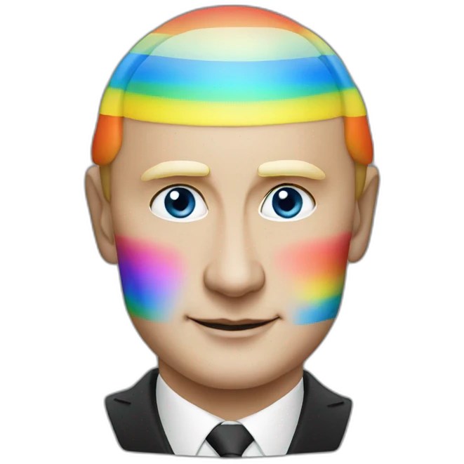 Putin with rainbow make-up emoji