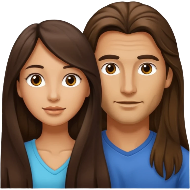 Brunette woman cock long haired man emoji