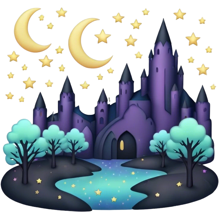 goth sparkly pastel moon and stars landscape  emoji