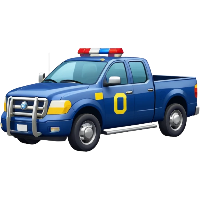Police Pickup Truck with Body Color Is Navy, White And Lemon Yellow With number Is 02 With emoji