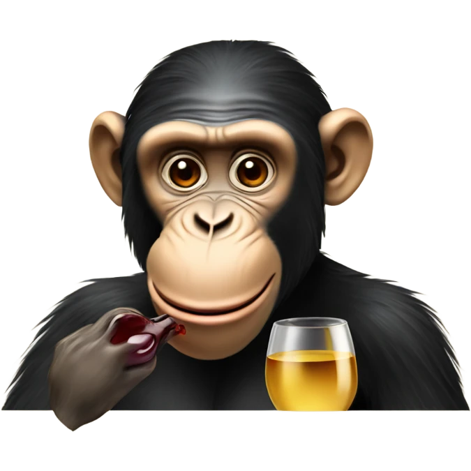 A chimp and a goose drinking wine emoji