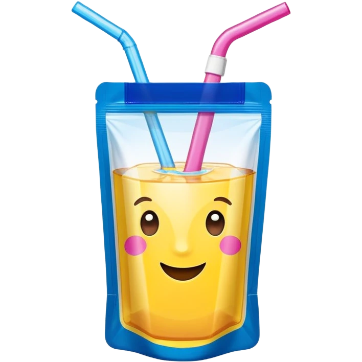Capri Sun juice pouch with straw, playful and colorful emoji