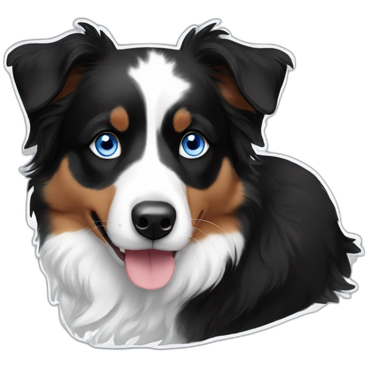 miniature black, white and fire with blue eyes australian shepherd emoji