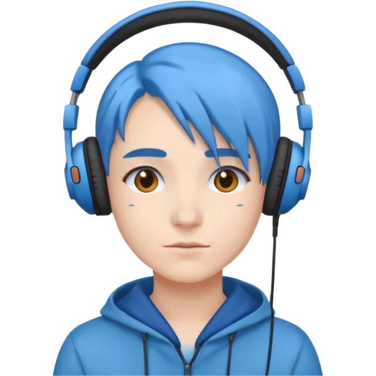 blue haired headphone wearing emoji