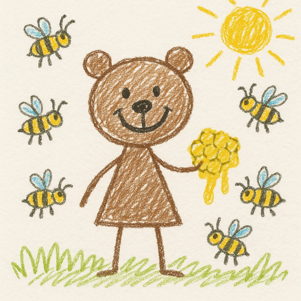 bear eating honeycomb with bees flying around emoji