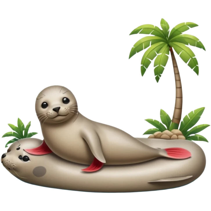 Seal doing pilates on an island emoji