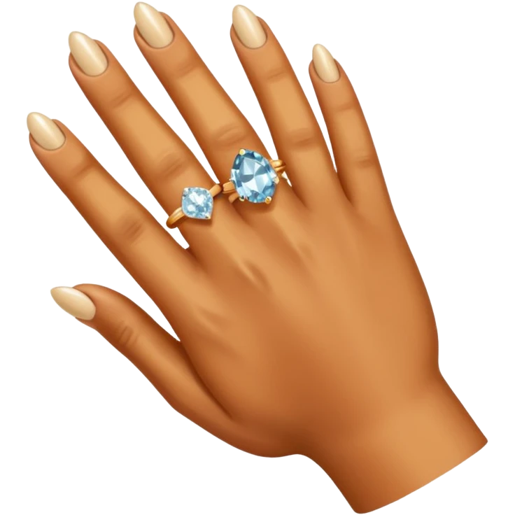 Caramel right hand with diamond ring on rong finger emoji