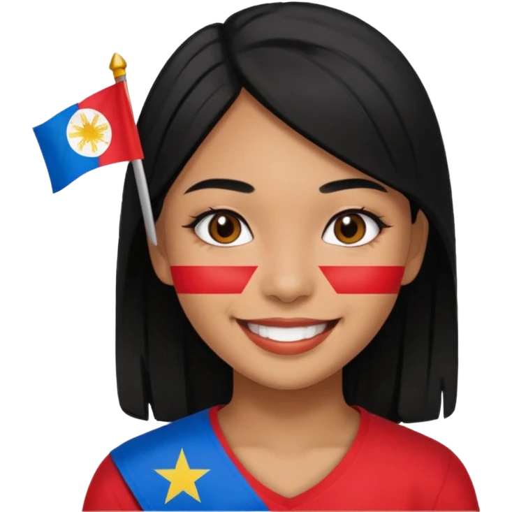 girl with black hair smile with Filipino colors emoji