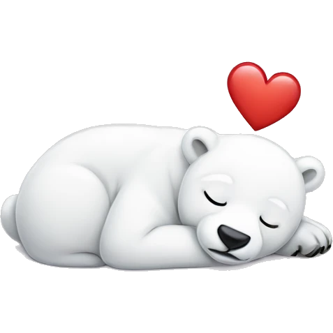 Baby polarbear sleeping with a heart emoji