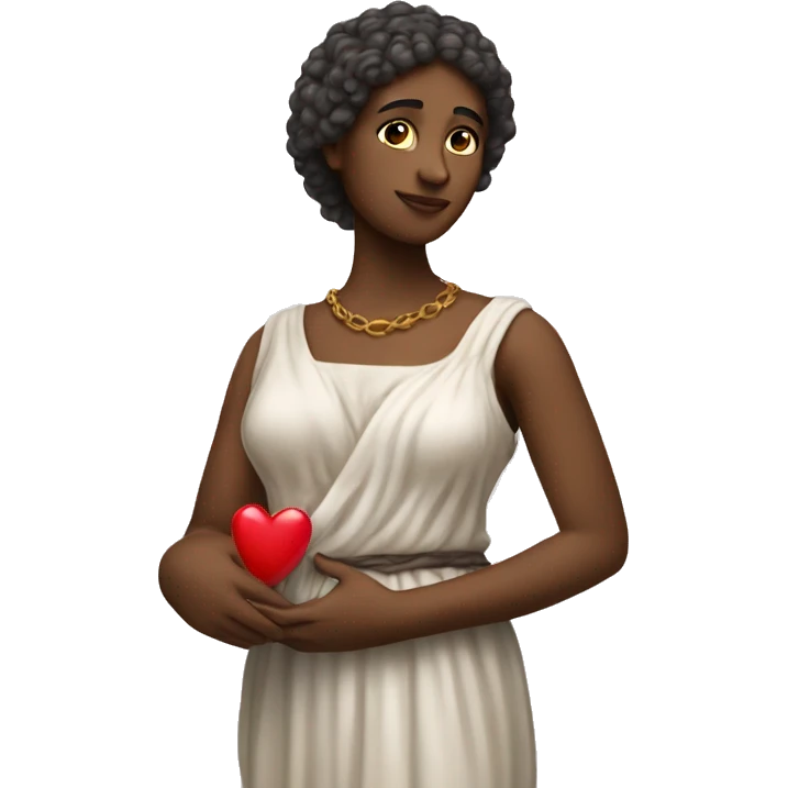 Sappho holds a heart in her hand emoji