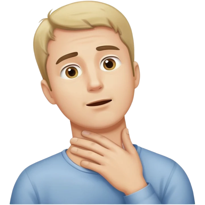 man holding his neck while looking up emoji