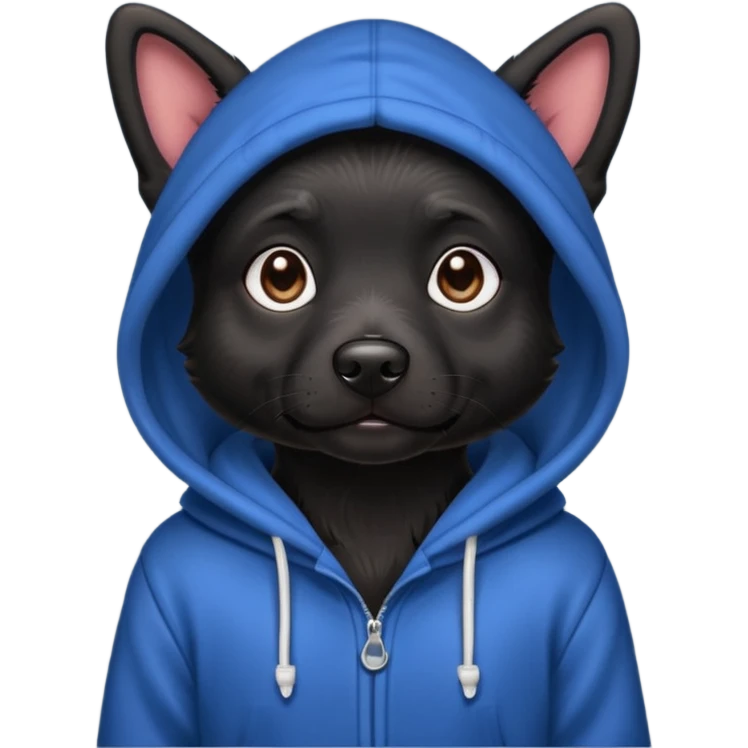 Cute black dog in hoodie emoji