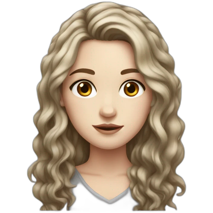 white girl with dark brown wavy dark long hair, freckles and dark eyes emoji