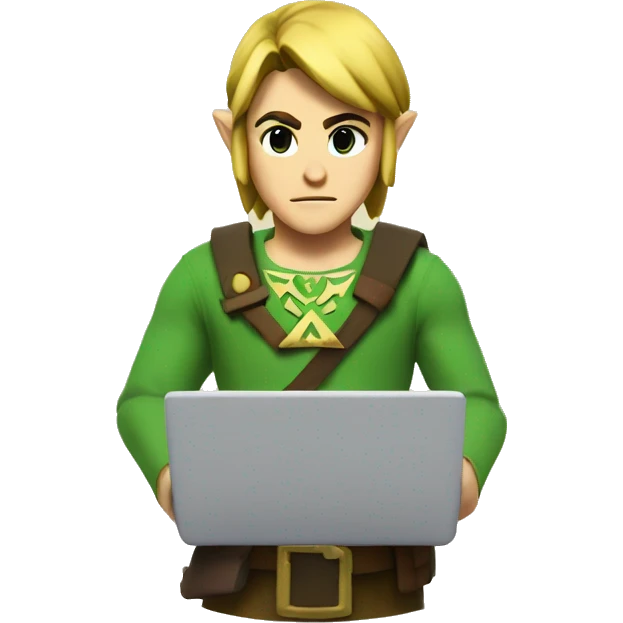 zelda link working with a laptop emoji
