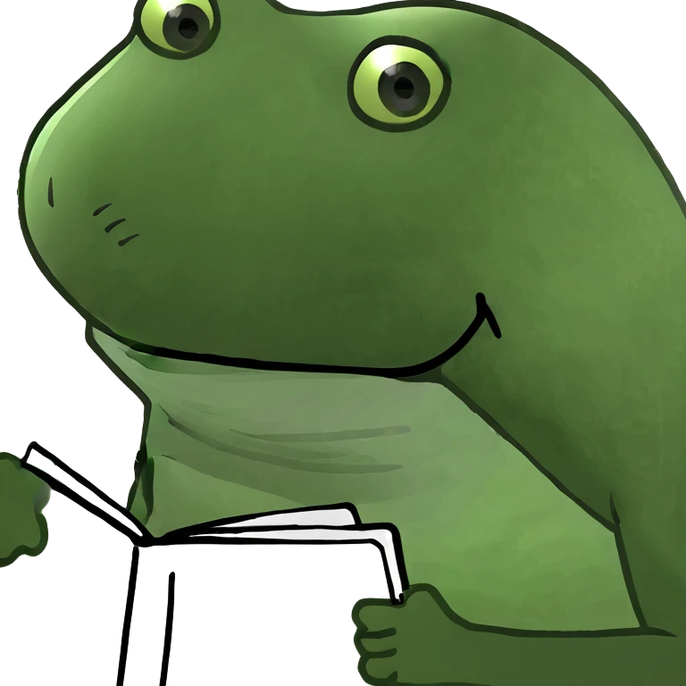 Frog girl reading notebook emoji