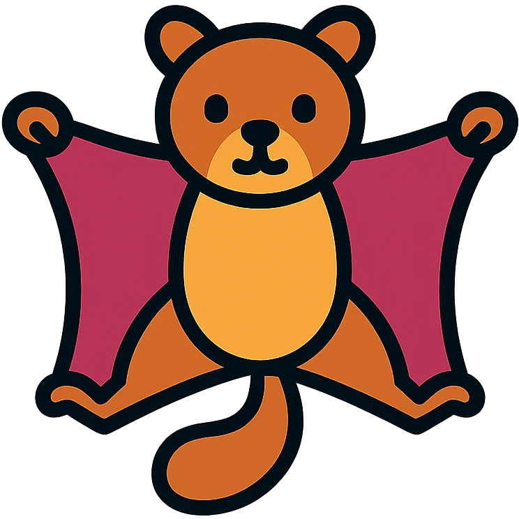 modern geometric icon of flying squirrel endemic to Taiwan, bold color palette, no cliche emoji
