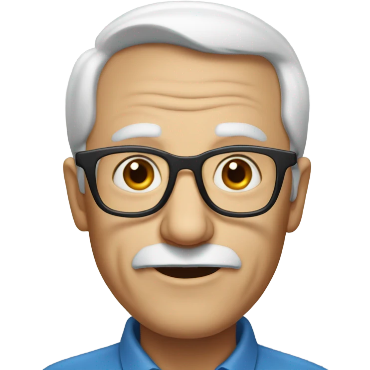 old man, blue eyes with glasses portrait emoji