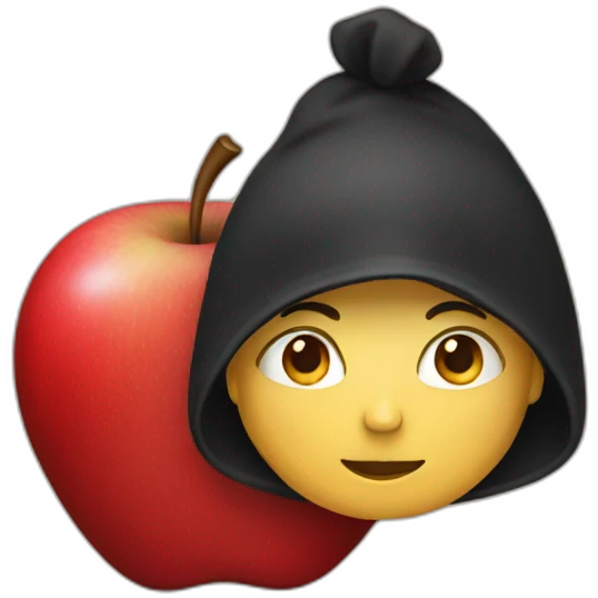 red apple with black hoodie emoji