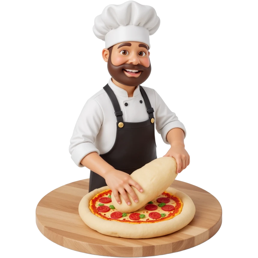 smiling Italian chef spinning pizza dough emoji