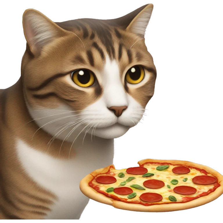 Un chat qui mange une pizza  emoji
